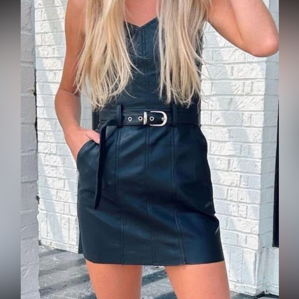black leather dress